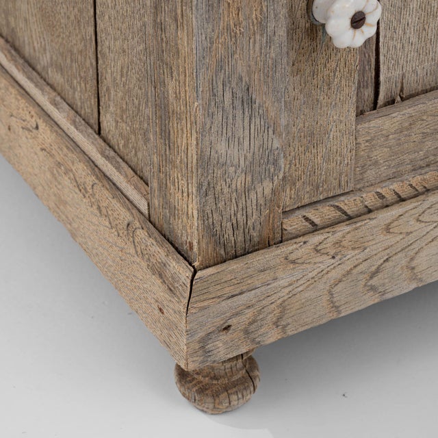 1900s Belgian Bleached Oak Bedside Table For Sale - Image 13 of 18