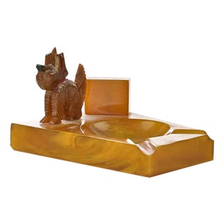 Vintage Amber Bakelite Art Deco Ashtray, Europe, 1930s For Sale