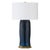 2020s Matthew Izzo Home Barron Glossy Navy Glaze Ceramic Table Lamp With Brass Details and White Shade For Sale - Image 5 of 5