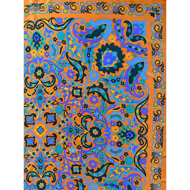 Yves Saint Laurent Large Silk Scarf With Multicolored Arabesque Print, 1980 For Sale In New York - Image 6 of 9