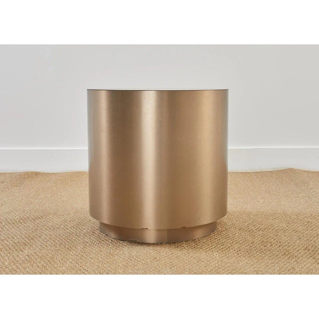 Round Bronzed Steel Veneer Revolving Display Table Stand For Sale - Image 9 of 11