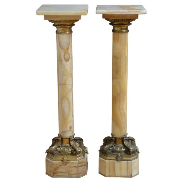 Antique Columns in Marble, 1870, Set of 2 For Sale