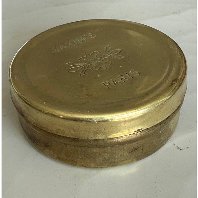 Maxim's Paris Restaurant Brass Round Lidded Box For Sale - Image 4 of 8