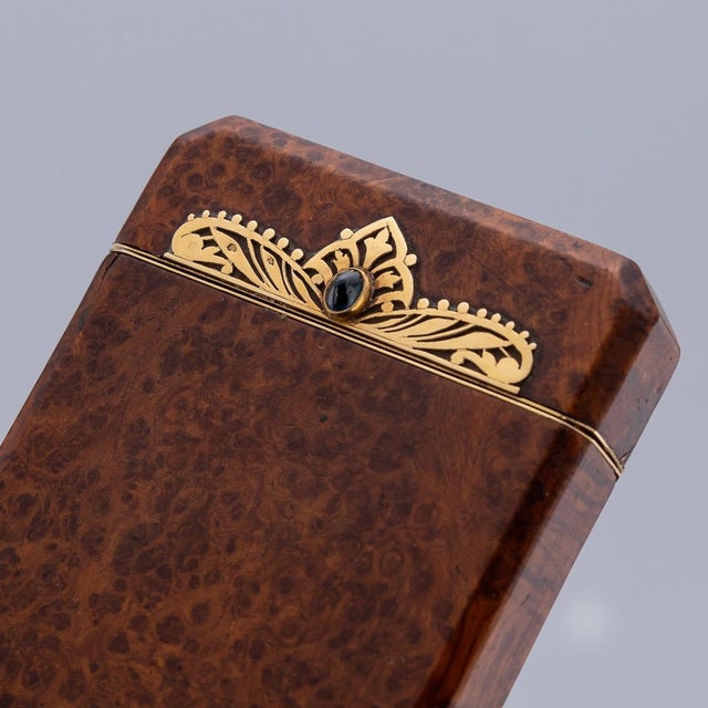 French 18 Karat Gold and Burr Walnut Cigarette Case from Mappin & Webb, 1890s For Sale - Image 9 of 18
