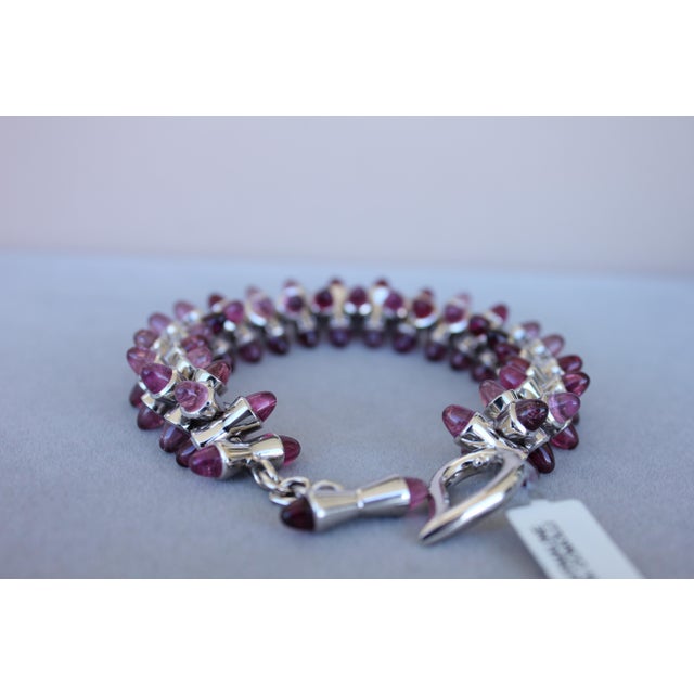 Tamara Commoli Pink Tourmaline Rubellite Mikado 18k White Gold Unique Bracelet For Sale In Washington DC - Image 6 of 18