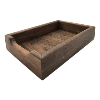 Mid 20th Century Walnut Wood Desktop Organizer Tray For Sale
