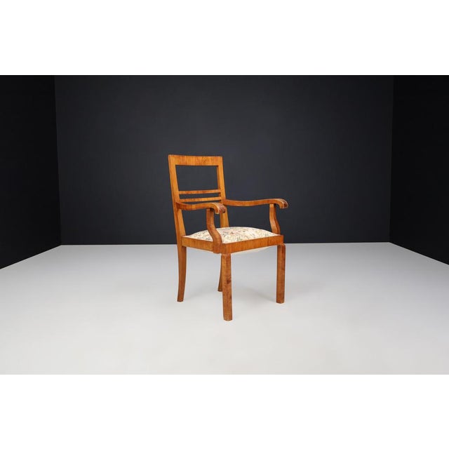 Art Deco Walnut Armchairs with Floral Upholstery, 1930s, Set of 2 For Sale - Image 13 of 15