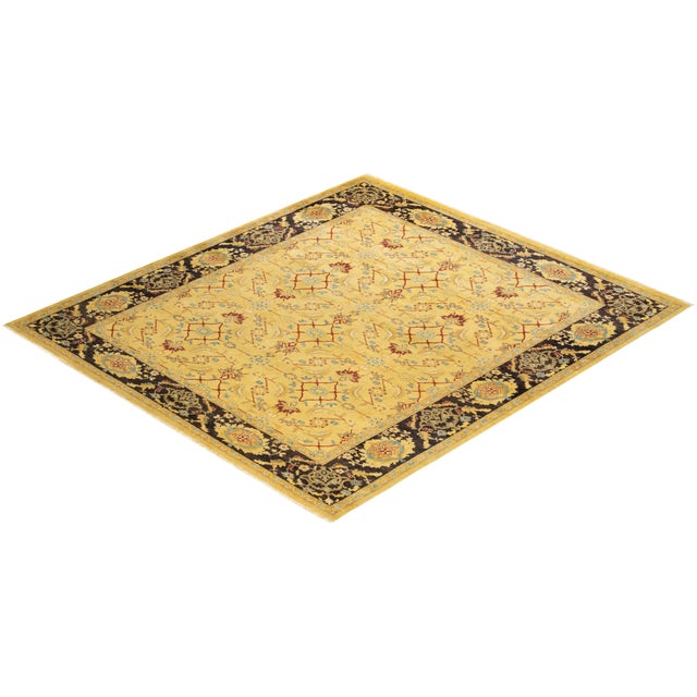 Green Eclectic, One-of-a-Kind Hand-Knotted Area Rug - Green, 8' 2" x 9' 3" For Sale - Image 8 of 8