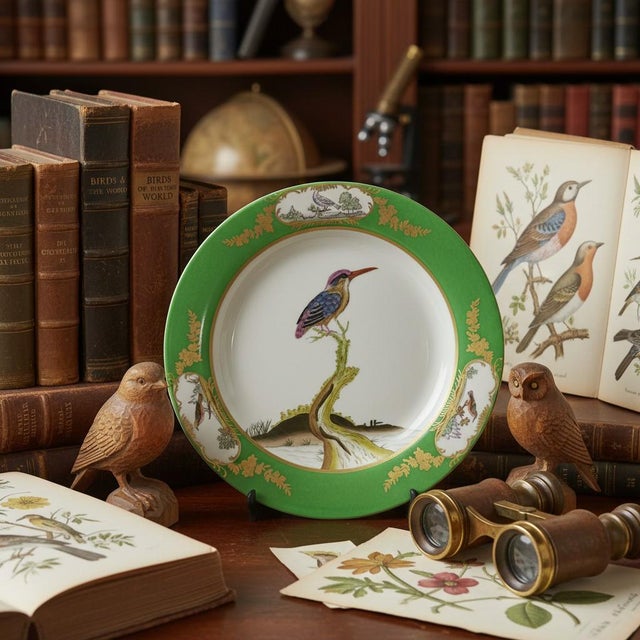 Late 20th Century Chelsea House Bird Decorative Plate-Green Gold-Chinoiserie Wall Decor-Porcelain For Sale - Image 5 of 11