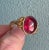 Metal Mid 19th Century Victorian Large Gold Cabochon Garnet Ring Size 10 For Sale - Image 7 of 9