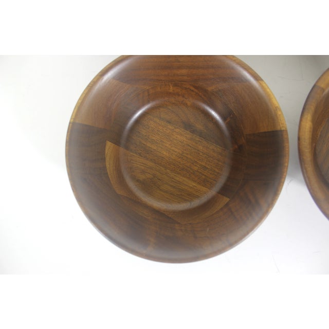 Set of 4 Real Walnut Wood Bowls Vintage Mid-Century Modern For Sale - Image 6 of 7
