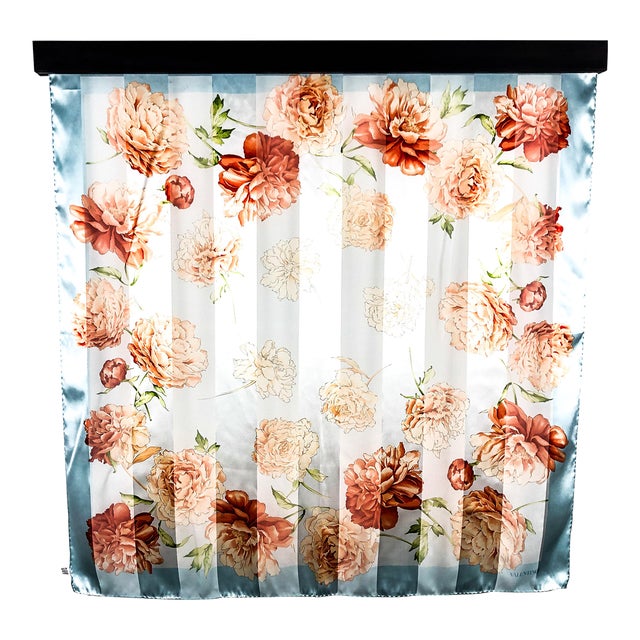 Pure Silk Valentino Vintage Scarf With Wall Hanging Scarf Holder For Sale