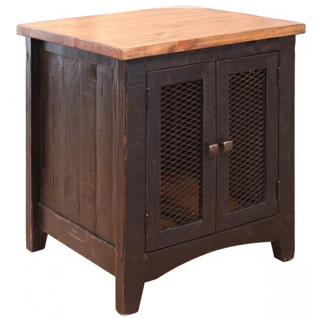 Greenview Two Door End Table - Distressed Black For Sale - Image 4 of 4