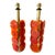 Contemporary Pair of Brass Murano Glass Orange Disc Lamps, Italy For Sale