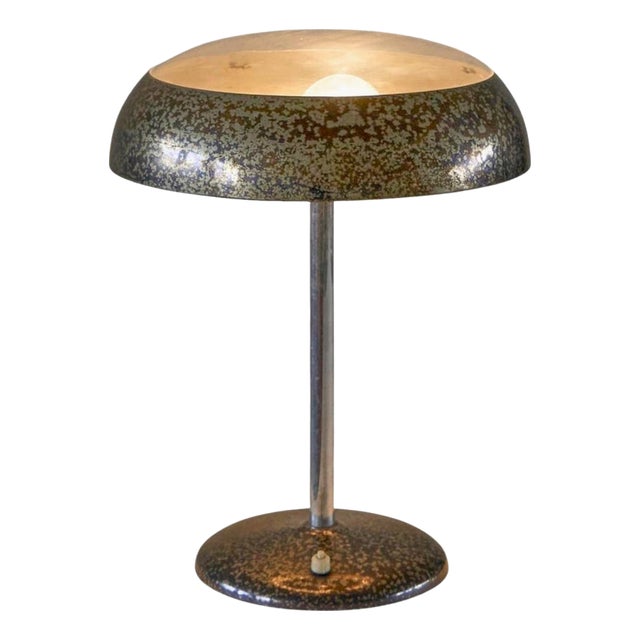 Bauhaus Table Lamp in Patinated Silver and Glass, 1940s For Sale