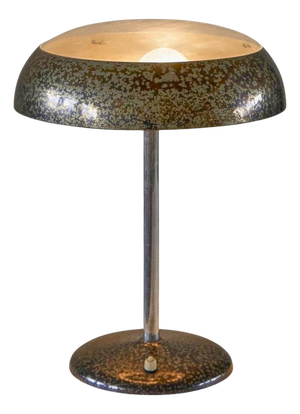Bauhaus Table Lamp in Patinated Silver and Glass, 1940s