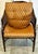 French Provincial Mid 20th Century Faux Bamboo and Cane Barrel Chairs With Blockprint Upholstery - Set of 4 For Sale - Image 3 of 12