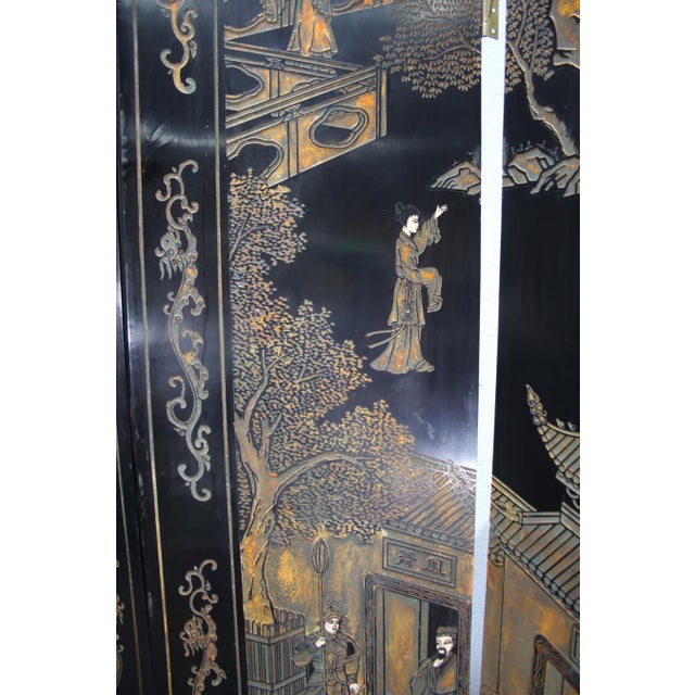 Vintage Six-Paneled Double-Sided Japanese Room Divider Screen For Sale - Image 4 of 18