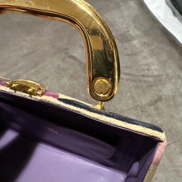 Emilio Pucci 1960s Haute Couture Velvet and Brass Iconic Minaudiere Bag by Emilio Pucci For Sale - Image 4 of 12
