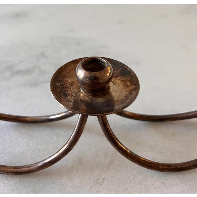 Vintage Berg of Denmark Mid Century Silver Plated Candlestick Holder For Sale - Image 9 of 11