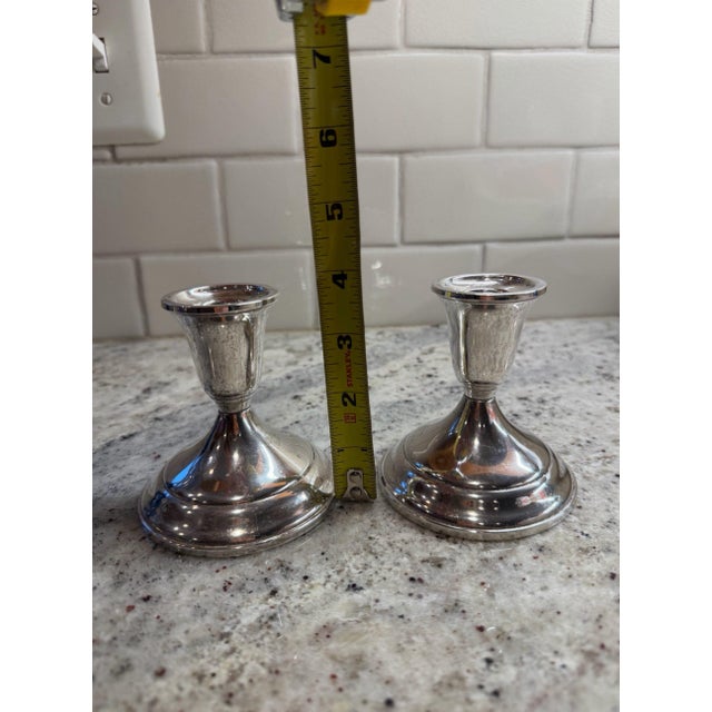 American 1980s Sterling Silver 4" Towle Candlesticks - a Pair For Sale - Image 3 of 6