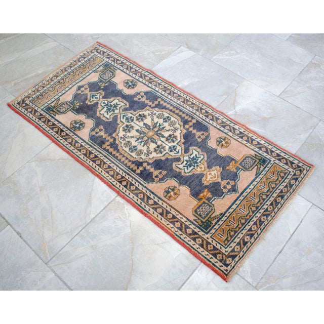 Textile 1970s Hand Knotted Door Mat, Entryway Rug, Bath Mat, Kitchen Decor, Small Rug, Turkish Rug - 2′0″ × 4′2″ For Sale - Image 7 of 9