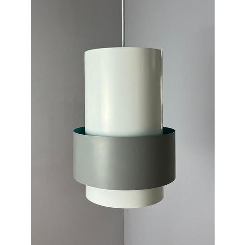 Fog & Mørup White, Grey, and Turquoise Pendant Lamp by Jo Hammerborg for Fog & Mørup For Sale - Image 4 of 11