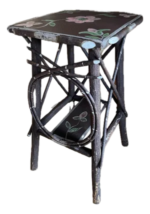 Early 20th Century Hand-Painted Adirondack Twig Side Table