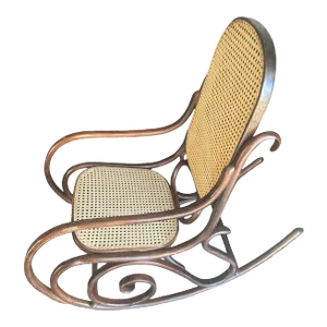 Early 20th Century Bentwood Cane Back Rocking Chair in the Style of Michael Thonet, Made in Poland