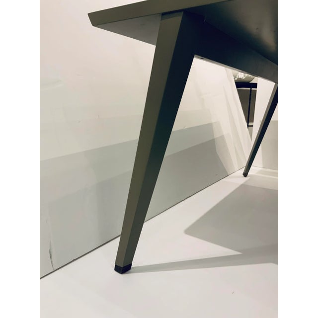 Baker Furniture Company Steven Volpe for Baker Mid-Century Modern French Style Gray Dimity Writing Desk For Sale - Image 4 of 5