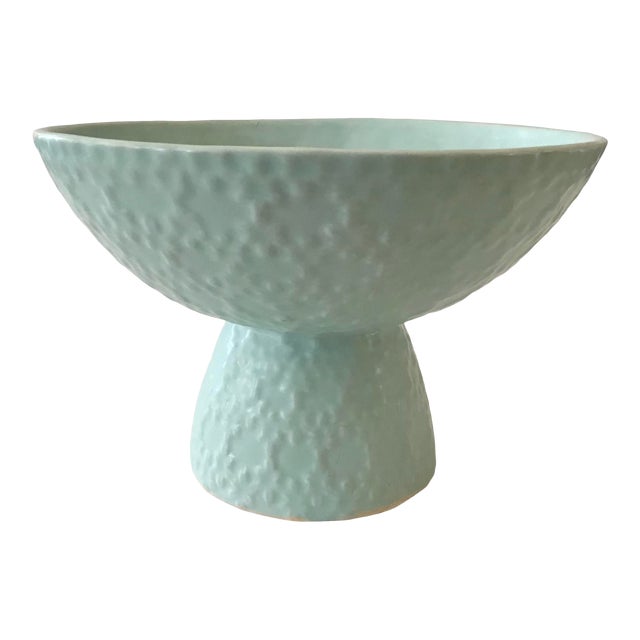 Raised Bowl in Matte Mint Ceramic Cache Pot For Sale