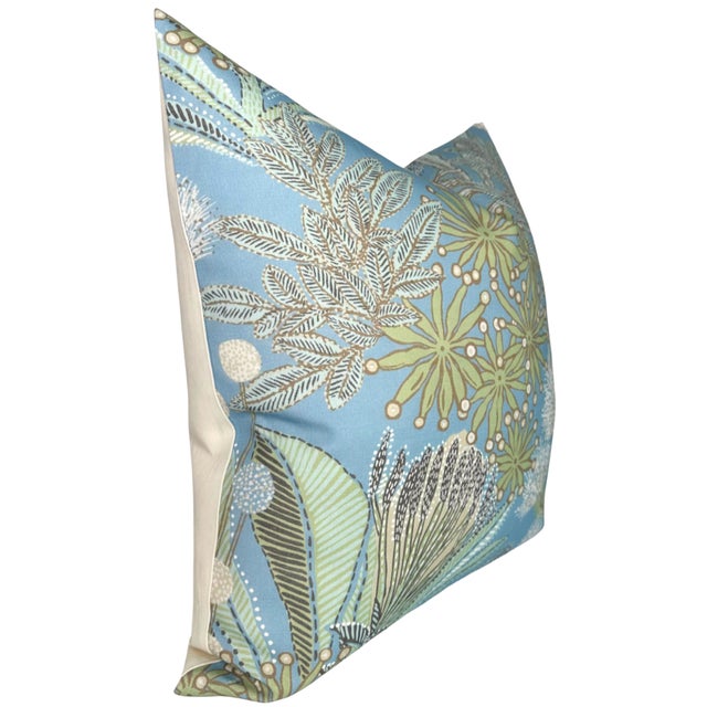 Modern Protea Pillow Cover in Spa Blue, 20x20 Pillow For Sale - Image 3 of 5