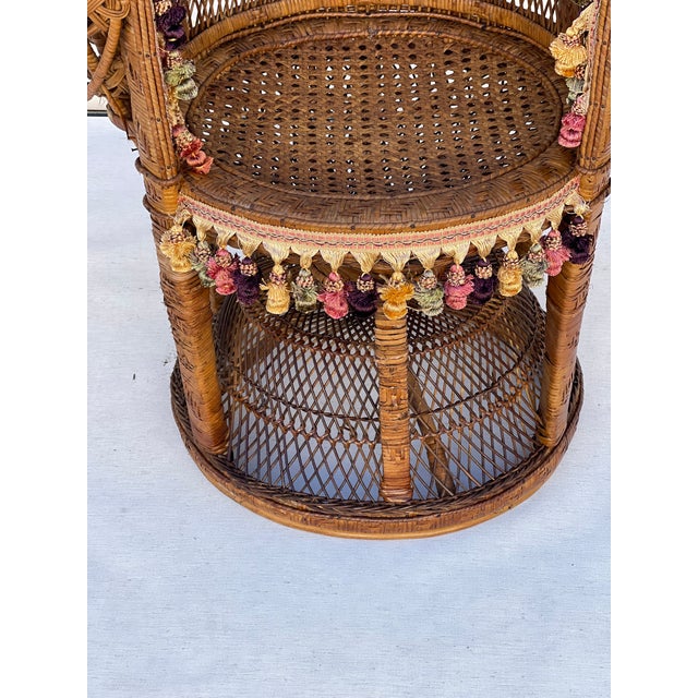 Brown Spectacular 1950 Peacock Rattan Bamboo Armchair in Mackenzie Zie Childs Style For Sale - Image 8 of 9