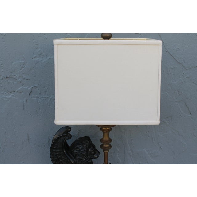 1950s 1950s Traditional Style Table Lamp - "Winged Lion Holding Lamp" For Sale - Image 5 of 11