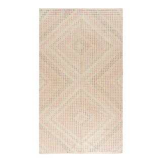 Vintage Turkish Cream Jajim Kilim Area Rug 6ft 8in X 12ft 2in For Sale