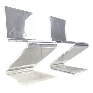 Acrylic Glass Zigzag Dining Chairs, 1980s, Set of 2 For Sale