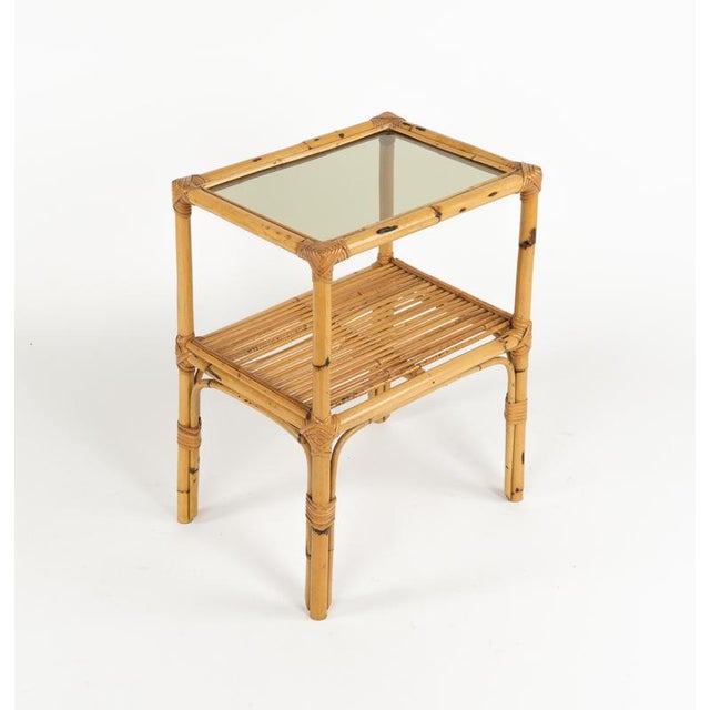 Midcentury Modern Side Tables in Bamboo and Glass, 1970s, Set of 2 For Sale - Image 9 of 18