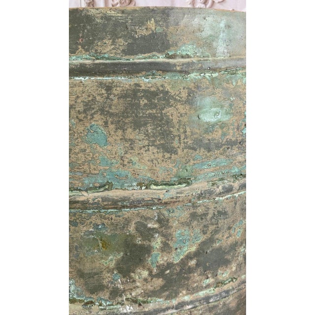 Mediterranean Barreal Jars - Verdigris Patinated Terracotta Olive Vassels For Sale - Image 15 of 17