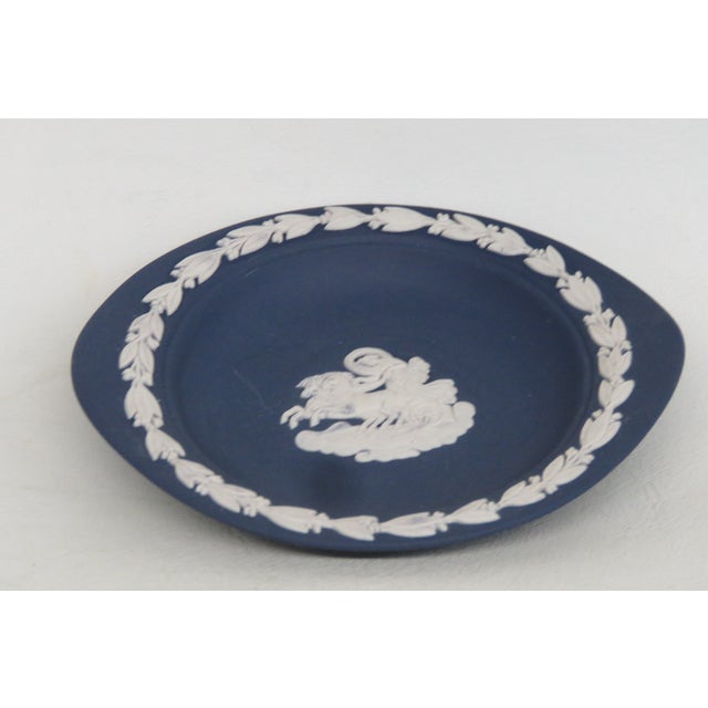English Wedgwood Dark Blue Jasperware Small Trinket Tray Pin Dish Made in England 5001b For Sale - Image 3 of 11