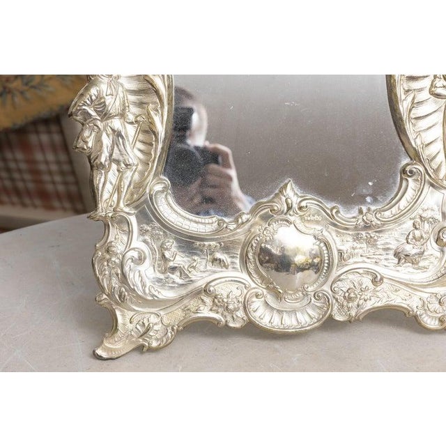 Late 19th Century Continental Repoussé Silvered Table Mirror For Sale - Image 5 of 6