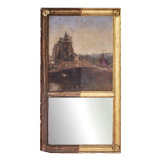 Chateau and Landscape, Canvas Panel with Mirror, Framed For Sale