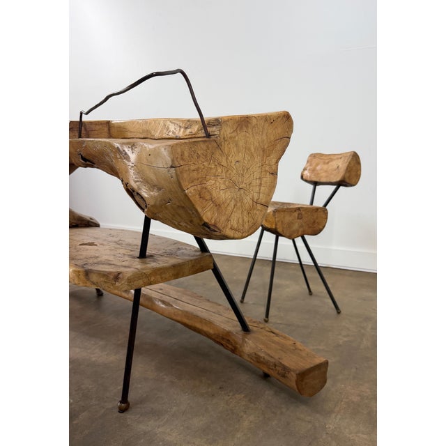 Mid-Century Modern Mid 20th Century Monumental Mexican Organic Modern Sculptural Bar in Solid Carved Wood and Iron For Sale - Image 3 of 18
