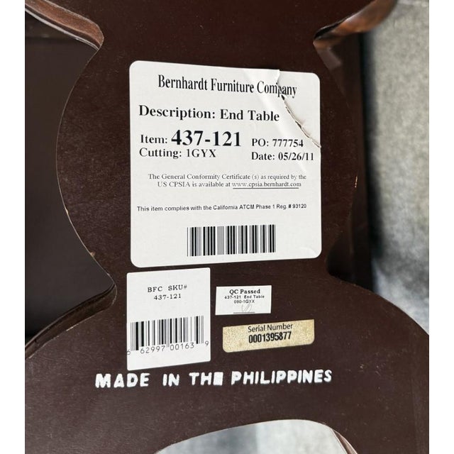 Bernhardt Side Table With Decorated Top and Wooden Base For Sale - Image 9 of 9