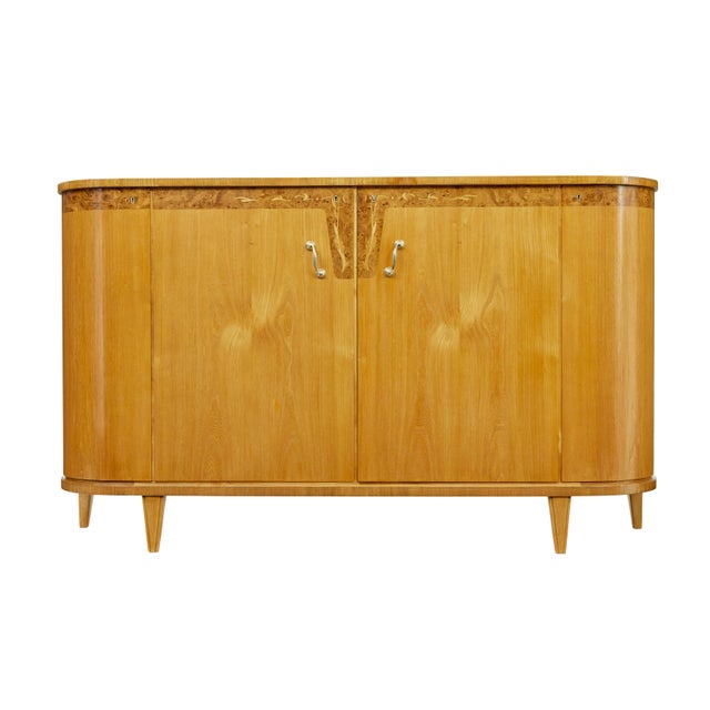 Mid-Century Swedish Inlaid Elm Sideboard, 1940s For Sale - Image 12 of 12