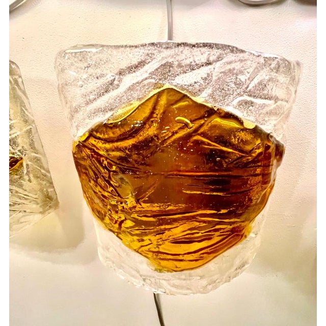 Wall Lights in Bicolor Murano Glass from Mazzega, Italy, 1970s, Set of 3 For Sale - Image 3 of 9