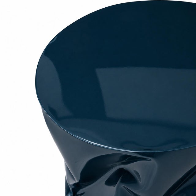 Postmodern Sculptural Blue Lacquered Metal Side Table, 1990s For Sale - Image 3 of 9