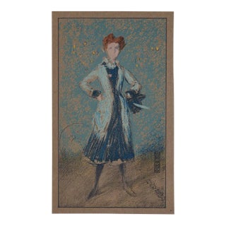Antique James McNeill Whistler Blue Girl Lithograph For Sale