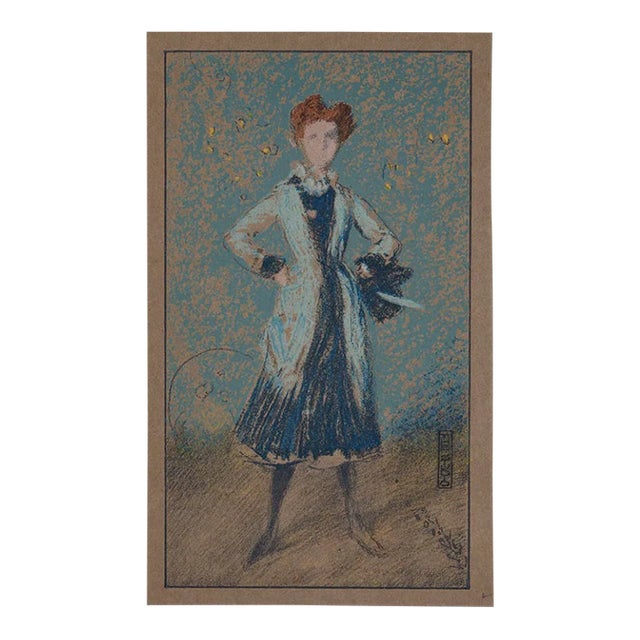 Antique James McNeill Whistler Blue Girl Lithograph For Sale