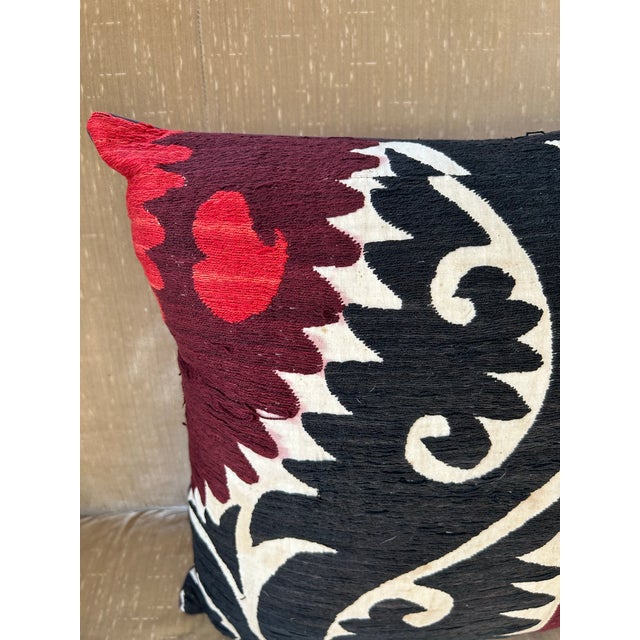 Mary Jane McCarty Designs Antique Suzani and Ticking Pillow For Sale - Image 4 of 4