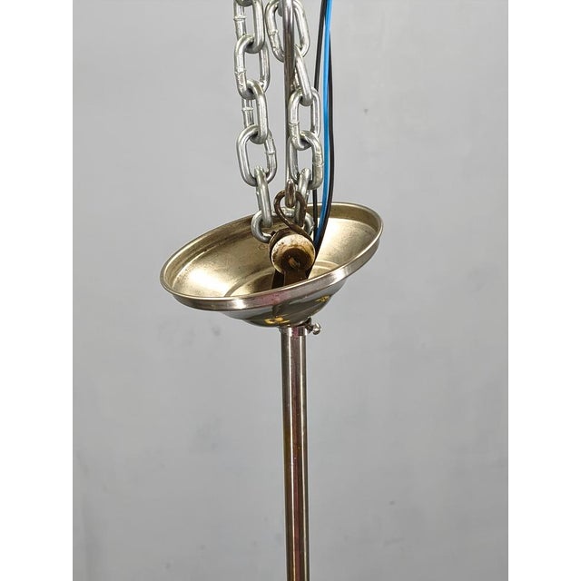 Gold Art Deco Chrome and Opaline Glass Chandelier, 1930s For Sale - Image 8 of 14
